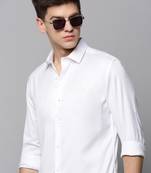 Showoff men's long sleeves solid white shirt