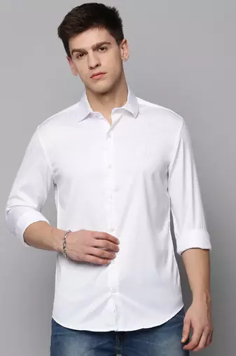 Showoff men's long sleeves solid white shirt