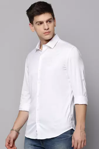 Showoff men's long sleeves solid white shirt