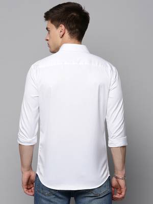 Showoff men's long sleeves solid white shirt 4