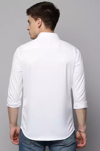 Showoff men's long sleeves solid white shirt