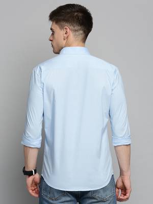men's long sleeves solid blue shirt 4