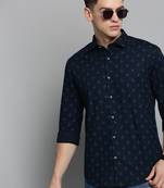 men's long sleeves animal navy blue shirt