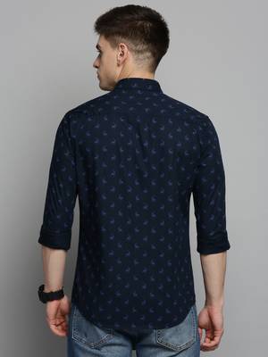 men's long sleeves animal navy blue shirt 4