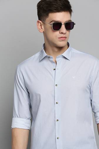 men's long sleeves micro ditsy white shirt
