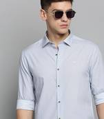men's long sleeves micro ditsy white shirt