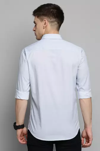 men's long sleeves micro ditsy white shirt