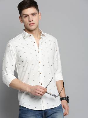men's long sleeves conversational white shirt 1