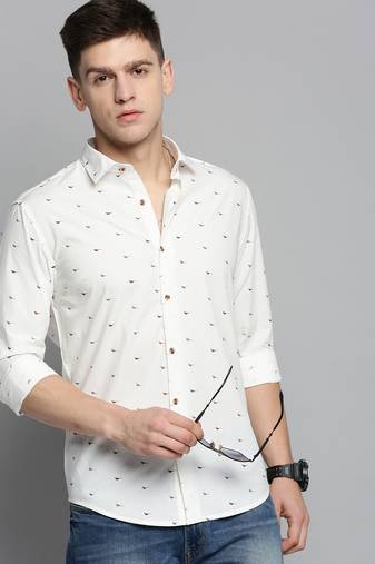 men's long sleeves conversational white shirt