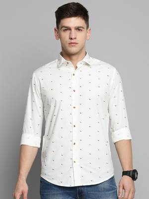 men's long sleeves conversational white shirt 2