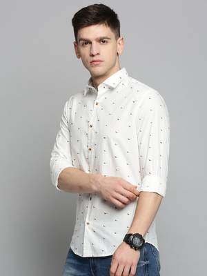 men's long sleeves conversational white shirt 3