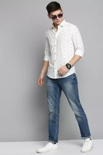 men's long sleeves conversational white shirt