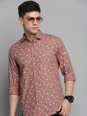 men's long sleeves floral mauve shirt 1