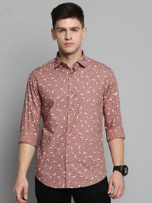 men's long sleeves floral mauve shirt 2
