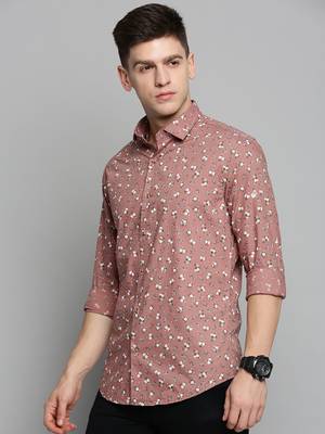 men's long sleeves floral mauve shirt 3