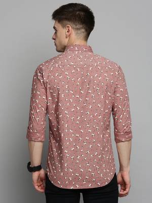 men's long sleeves floral mauve shirt 4