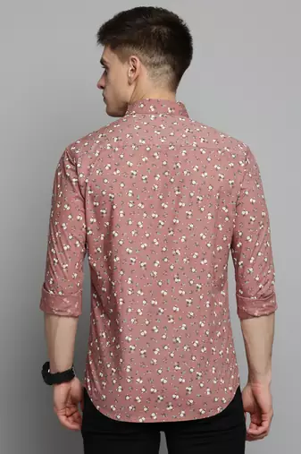 men's long sleeves floral mauve shirt