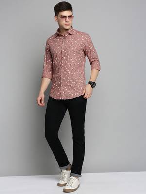 men's long sleeves floral mauve shirt 5