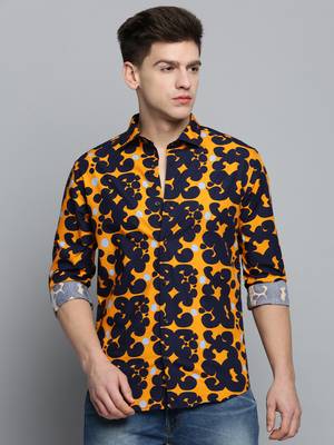men's long sleeves abstract orange shirt 2