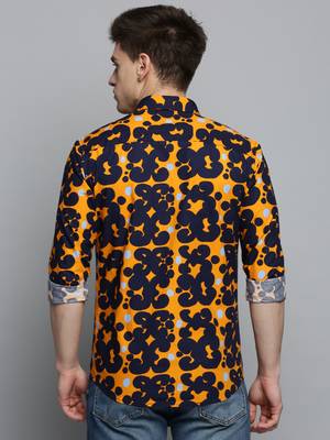 men's long sleeves abstract orange shirt 4