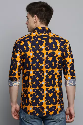 men's long sleeves abstract orange shirt