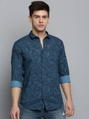 Showoff men's long sleeves ethnic motifs black shirt 2