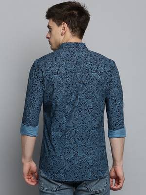 Showoff men's long sleeves ethnic motifs black shirt 4