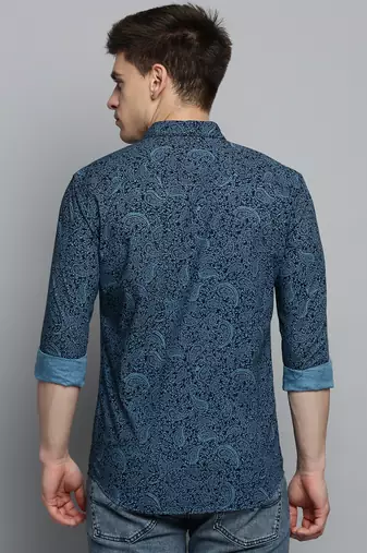 Showoff men's long sleeves ethnic motifs black shirt