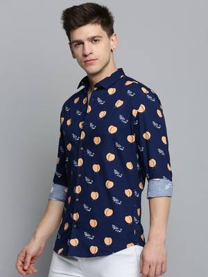 men's long sleeves humour and comic navy blue shirt 3