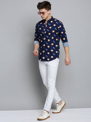 men's long sleeves humour and comic navy blue shirt 5
