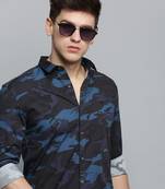 men's long sleeves camouflage black shirt