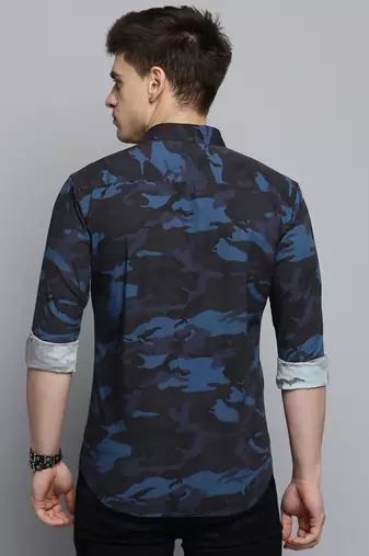 men's long sleeves camouflage black shirt