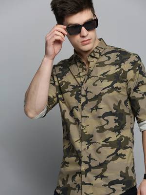 men's long sleeves camouflage olive shirt 1