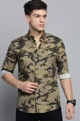 men's long sleeves camouflage olive shirt