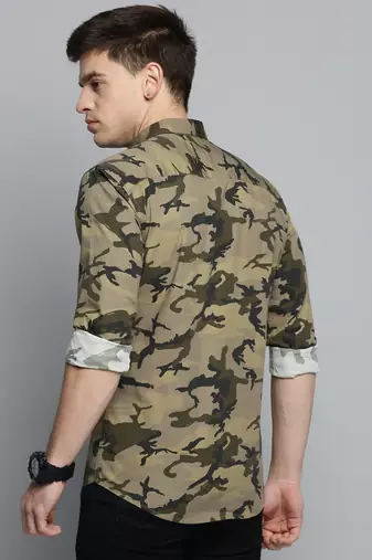 men's long sleeves camouflage olive shirt