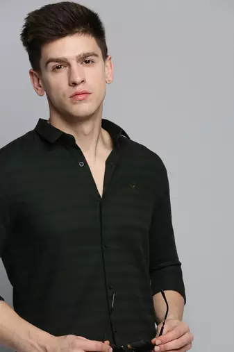 Showoff men's long sleeves solid olive shirt