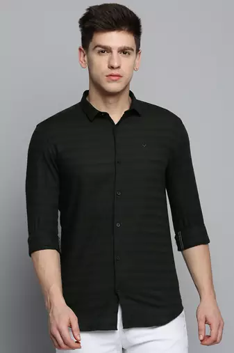 Showoff men's long sleeves solid olive shirt