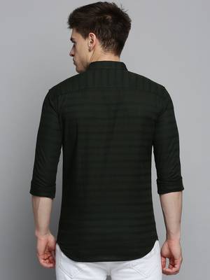 Showoff men's long sleeves solid olive shirt 4