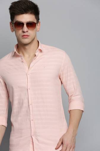 Showoff men's long sleeves solid pink shirt