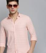Showoff men's long sleeves solid pink shirt