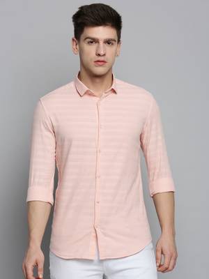 Showoff men's long sleeves solid pink shirt 2