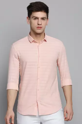 Showoff men's long sleeves solid pink shirt