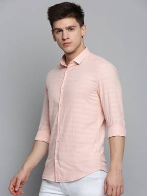 Showoff men's long sleeves solid pink shirt 3
