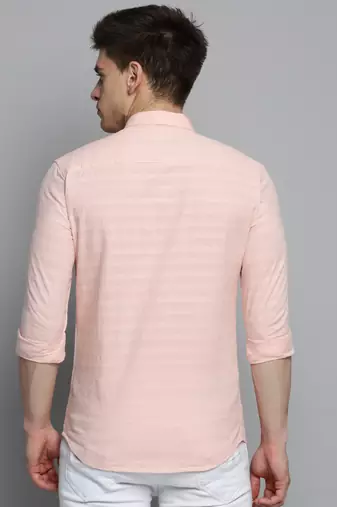 Showoff men's long sleeves solid pink shirt
