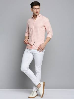 Showoff men's long sleeves solid pink shirt 5