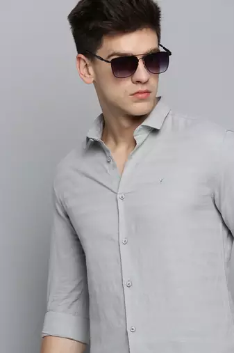 Showoff men's long sleeves solid grey shirt