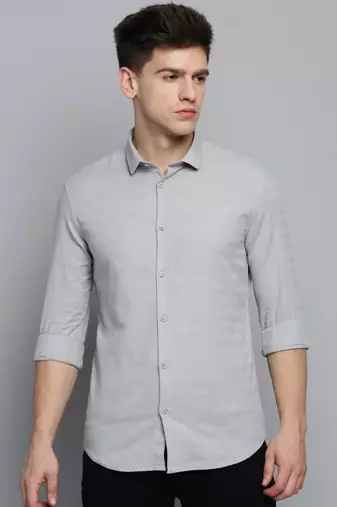 Showoff men's long sleeves solid grey shirt