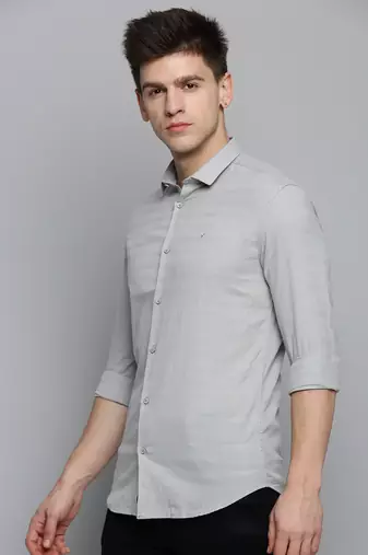 Showoff men's long sleeves solid grey shirt