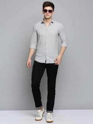 Showoff men's long sleeves solid grey shirt 5