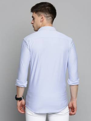 men's long sleeves vertical stripes blue shirt 4